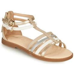 Geox SANDAL KARLY GIRL Couleur Beige / Argenté / Blanc