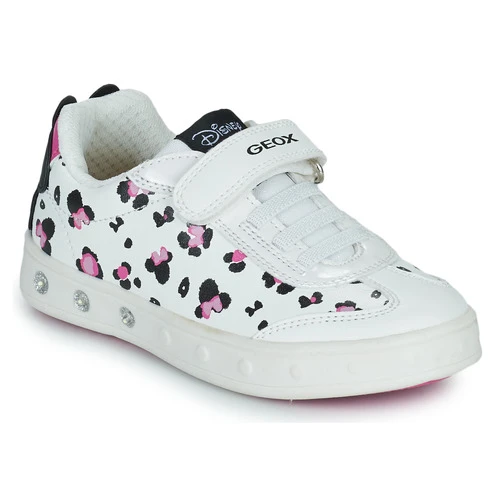 Geox J SKYLIN GIRL Couleur Blanc / Noir / Rose 3 Geox J SKYLIN GIRL Couleur Blanc / Noir / Rose