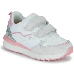 Geox J FASTICS GIRL Couleur Blanc / Rose / Argenté